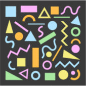 80s Stijl Vorm Patroon Kleur op Zwart Sticker (Voorkant)