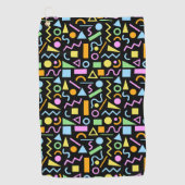 80s Stijl Vorm RPT Patroon Kleur op Zwart Golfhanddoek (Voorkant)