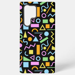 80s stijl vormpatroon kleur op zwart samsung galaxy hoesje