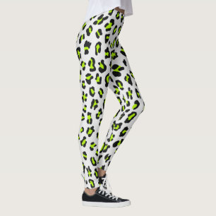 80s StijlNeon Green Leopard Print Leggings
