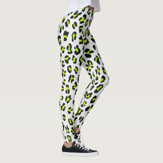 80s StijlNeon Green Leopard Print Leggings (Rechts)