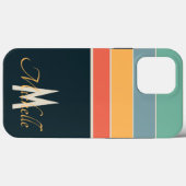 80s Stripe eenvoudig monogram initiaal aangepast Case-Mate iPhone Case (Achterkant (horizontaal))