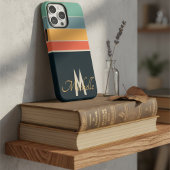 80s  Stripe eenvoudig monogram initiaal aangepast Case-Mate iPhone Case