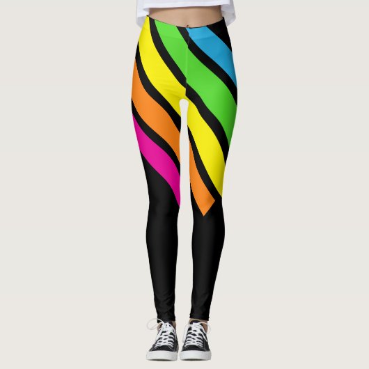 80's Stripes en Kleuren Leggings (Voorkant)