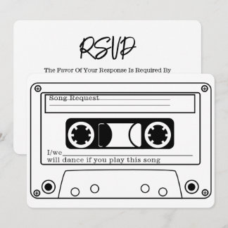 80s Style Retro Music Tape Wedding RSVP Kaart