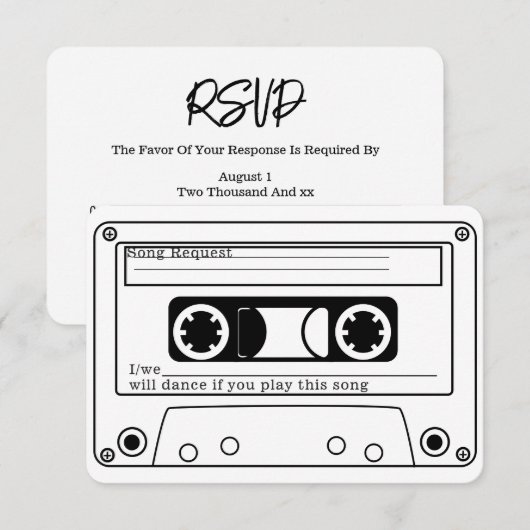 80s Style Retro Music Tape Wedding RSVP Kaart (Voorkant / Achterkant)