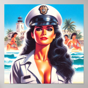 80s Summer Beach Uniform Girl Poster