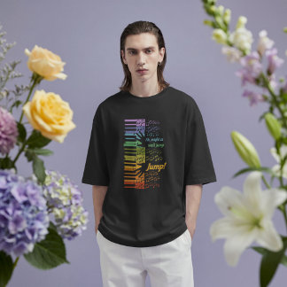 80s Synth Jump – Kleurrijke Toetsenbordmuziek T-shirt