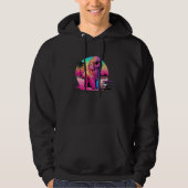80s Synthwave and Poodle Aesthetic Hoodie (Voorkant)