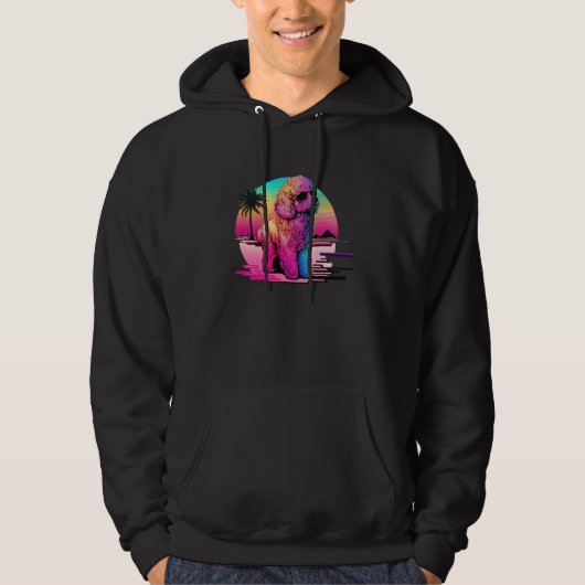 80s Synthwave and Poodle Aesthetic Hoodie (Voorkant)