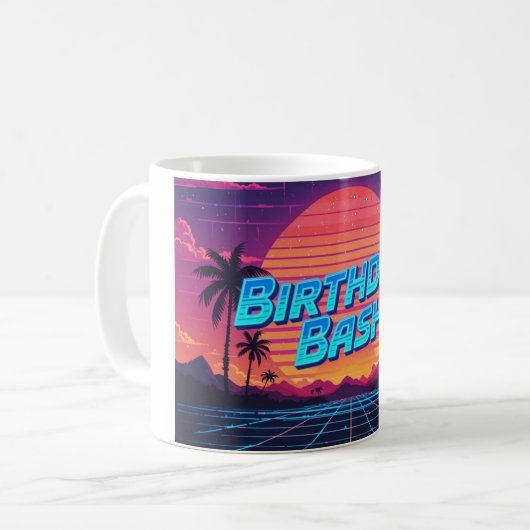 80s Synthwave Birthday Bash Coffee Mok (Voorkant links)