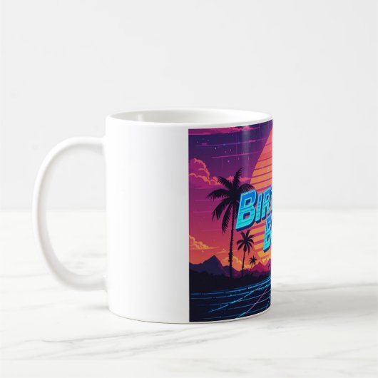 80s Synthwave Birthday Bash Coffee Mok (Links)