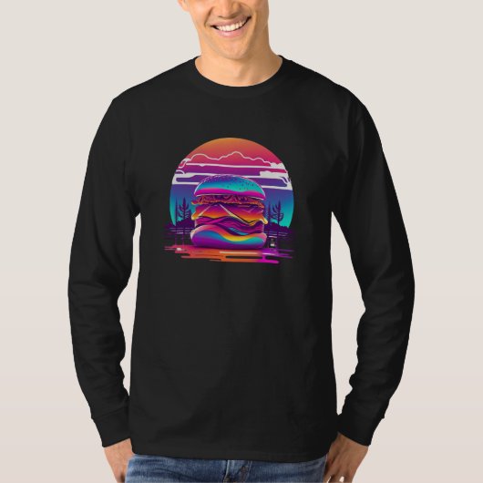 80s Synthwave Burger met een Retro Esthetiek T-shirt (Voorkant)