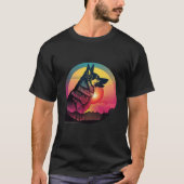 80s Synthwave German Shepherd with a Retro Aesthet T-shirt (Voorkant)