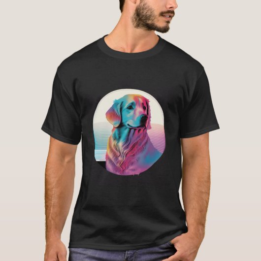 80s Synthwave Golden Retriever with a Retro Aesthe T-shirt (Voorkant)