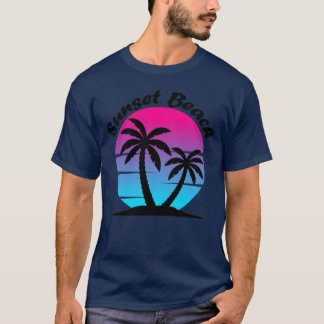 80s Synthwave Zonsondergang met palmbomen Sunset B T-shirt