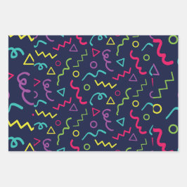 80s tachtiger jaren retro feest neon Memphis patro Inpakpapier Vel