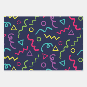 80s tachtiger jaren retro feest neon Memphis patro Inpakpapier Vel
