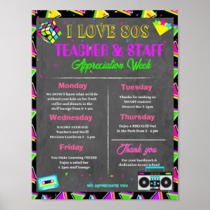 80s Teacher Staff Appreciation week sjabloon Poster