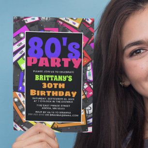 80's Th-Birthday Invitation Kaart