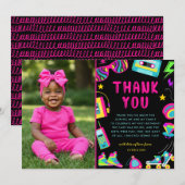 80s thema meisjes verjaardag foto bedankkaart (Voorkant / Achterkant)