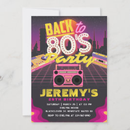 80s Thema Verjaardagsfeestuitnodiging Kaart