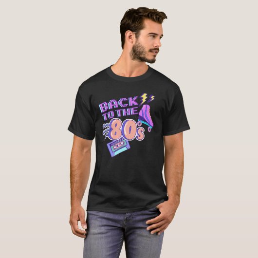 '80s Theme Party Back to the 80's Fancy Dress Cost T-shirt (Voorkant volledig)