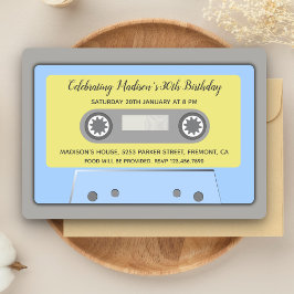 80s Theme Retro Cassettebandje Birthday Uitnodigin Kaart