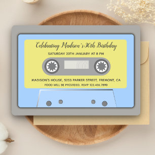 80s Theme Retro Cassettebandje Birthday Uitnodigin Kaart