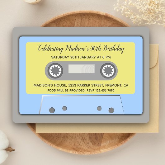 80s Theme Retro Cassettebandje Birthday Uitnodigin Kaart