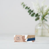 80s Trendy Abstract | Navy and Roos Gold-website Mini Visitekaartje (Staand voorkant)