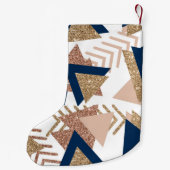80s Trendy Abstract | Navy en Roos Gold Custom Kleine Kerstsok (Achterkant)