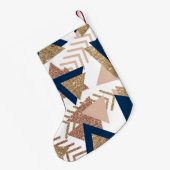 80s Trendy Abstract | Navy en Roos Gold Custom Kleine Kerstsok (Achterkant (Hangend))