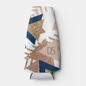 80s Trendy Abstract | Navy en Roos Gold Monogram Flesjeskoeler (Voorkant)