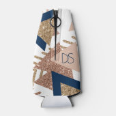80s Trendy Abstract | Navy en Roos Gold Monogram Flesjeskoeler (Achterkant)