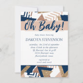 80s Trendy Abstract | Navy en Roos Gold Oh Baby Kaart (Voorkant)