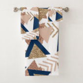 80s Trendy Abstract | Navy en Roos Gold Pattern Bad Handdoek (Insitu)