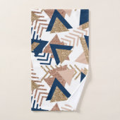 80s Trendy Abstract | Navy en Roos Gold Pattern Bad Handdoek (Handdoek)