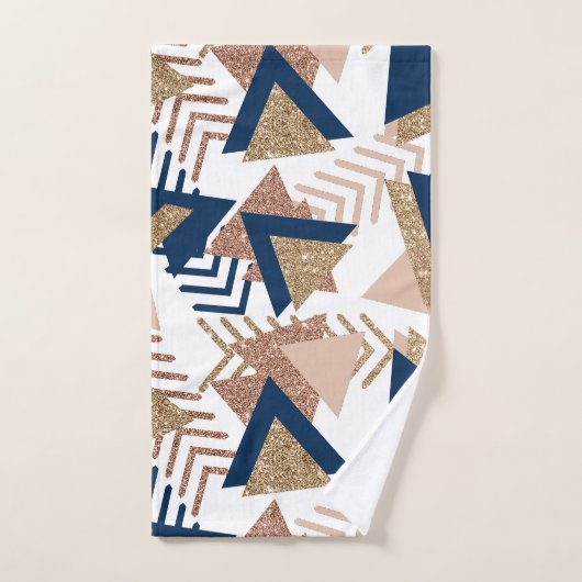 80s Trendy Abstract | Navy en Roos Gold Pattern Bad Handdoek (Handdoek)