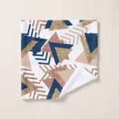 80s Trendy Abstract | Navy en Roos Gold Pattern Bad Handdoek (Wasdoekje)