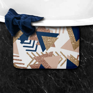80s Trendy Abstract   Navy en Roos Gold Pattern Badmat