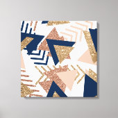 80s Trendy Abstract | Navy en Roos Gold Pattern Canvas Afdruk (Voorkant)