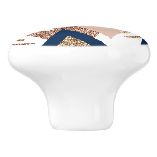 80s Trendy Abstract | Navy en Roos Gold Pattern Keramische Knop (Zijkant)