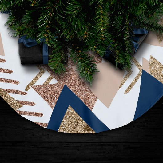 80s Trendy Abstract | Navy en Roos Gold Pattern Kerstboom Rok