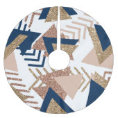 80s Trendy Abstract | Navy en Roos Gold Pattern Kerstboom Rok (Voorkant)