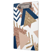 80s Trendy Abstract | Navy en Roos Gold Pattern Klembord (Links)