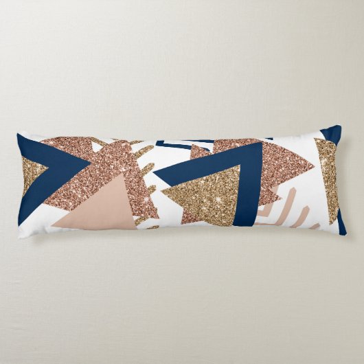 80s Trendy Abstract | Navy en Roos Gold Pattern Lichaamskussen (Achterkant)