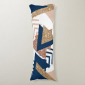 80s Trendy Abstract | Navy en Roos Gold Pattern Lichaamskussen (Voorkant Verticaal)