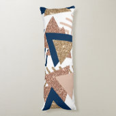 80s Trendy Abstract | Navy en Roos Gold Pattern Lichaamskussen (Achterkant (Verticaal))