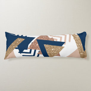 80s Trendy Abstract Navy en Roos Gold Pattern Lichaamskussen